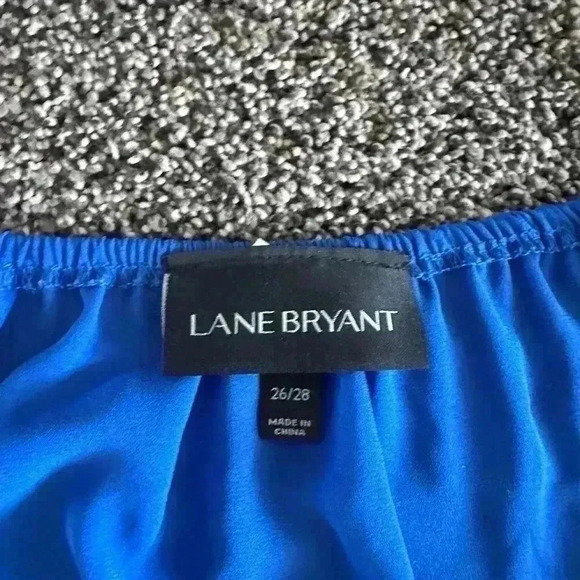 Lane Bryant plus size 26/28 blue white stitching sequin blouse office classic - Picture 9 of 10